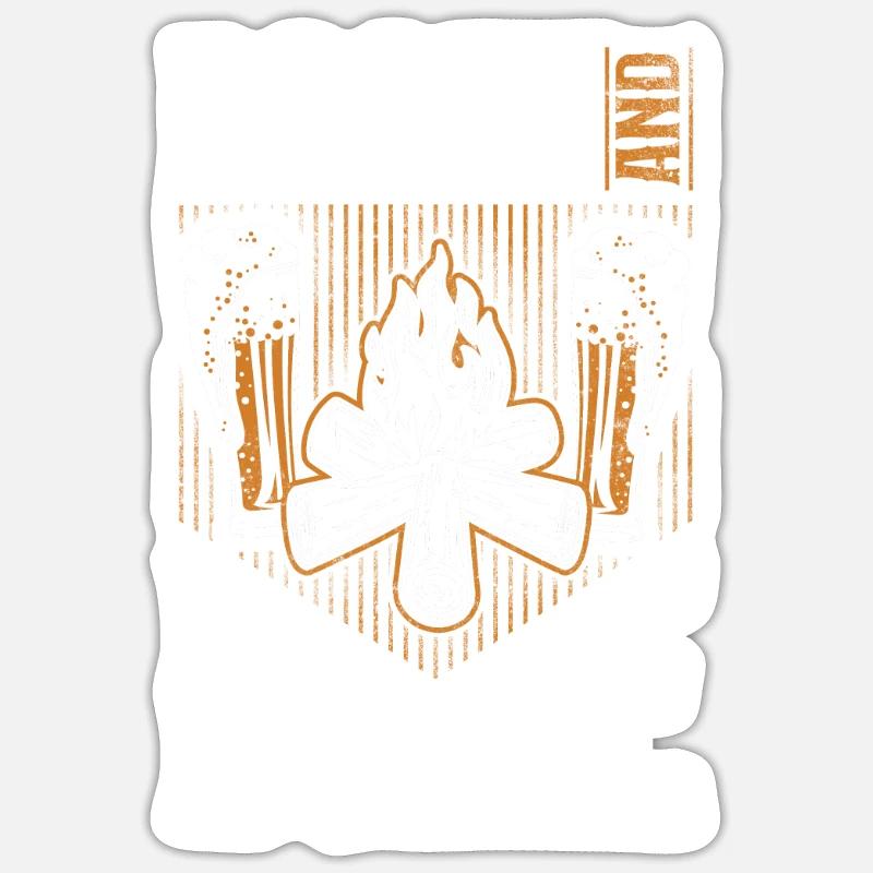 Camping Booze & Bonfire Drunk - Sticker taille S (10 x 10 cm) - blanc mat