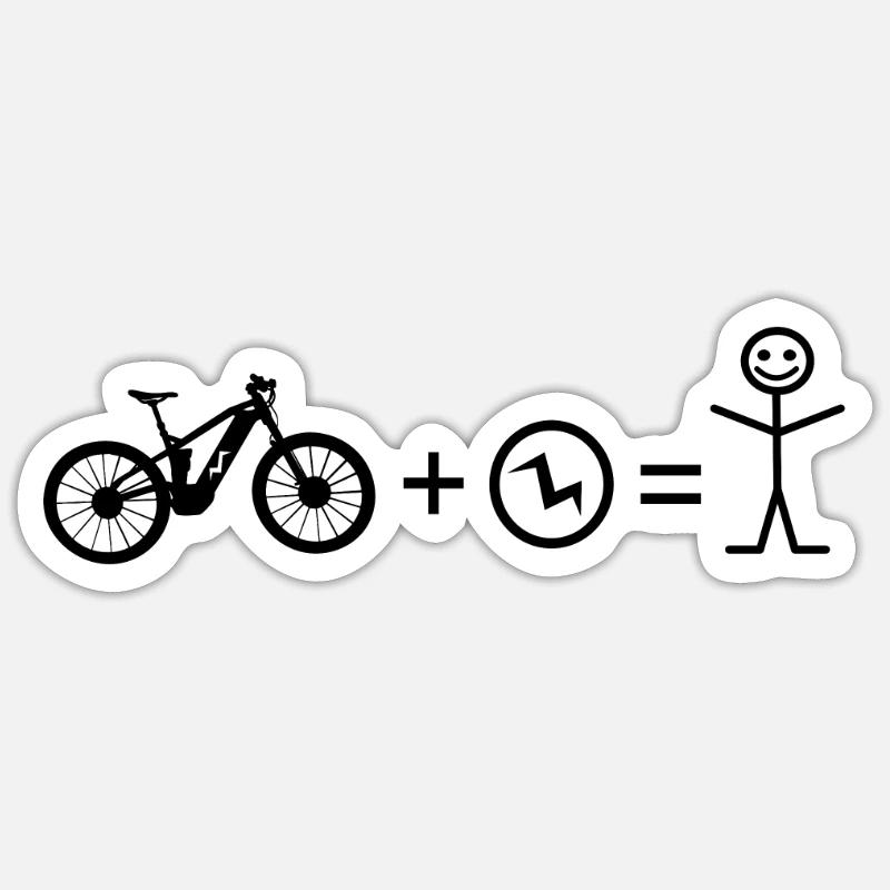 Fahrrad E-Bike Strichmännchen E-MTB Radfahrer - Sticker Größe S (10 x 10 cm) - Mattweiß