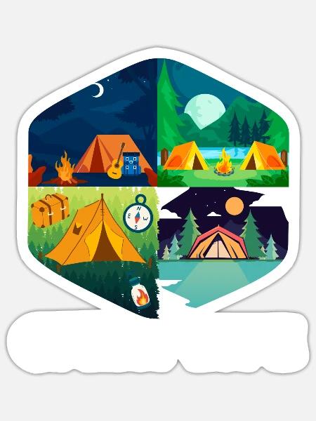 Tent Camper Outdoor Camping - Sticker Größe S (10 x 10 cm) - Mattweiß
