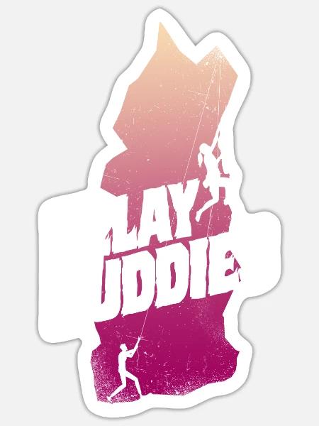 Rock Climbing Climber Belay - Sticker Größe S (10 x 10 cm) - Mattweiß