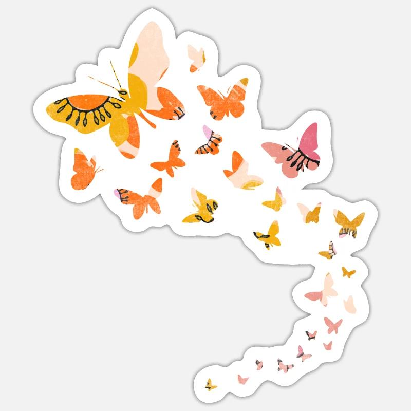 Jolies fleurs papillon - Sticker taille S (10 x 10 cm) - blanc mat