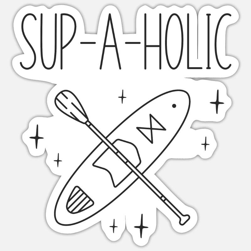 SUP Paddleboard Sup-A-Holic - Sticker Größe S (10 x 10 cm) - Mattweiß