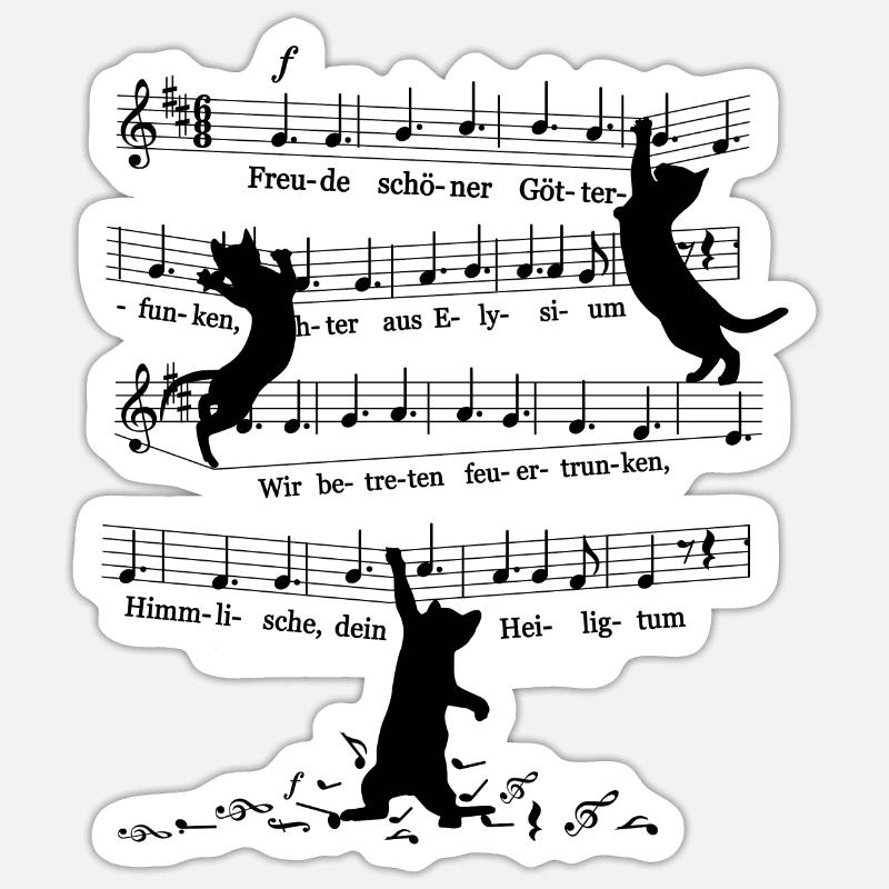 Insolente chat chat Beethoven 9.Symphonie Notes Sticker taille S (10 x 10 cm)
