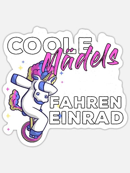 Coole Mädels Fahren Einrad Einradfahrer Mädchen - Sticker Größe S (10 x 10 cm) - Mattweiß