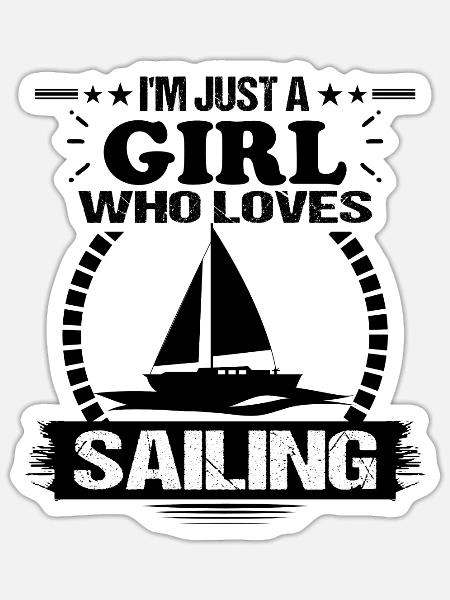 sailing girl segel mädchen segeln boot wasser see - Sticker Größe S (10 x 10 cm) - Mattweiß