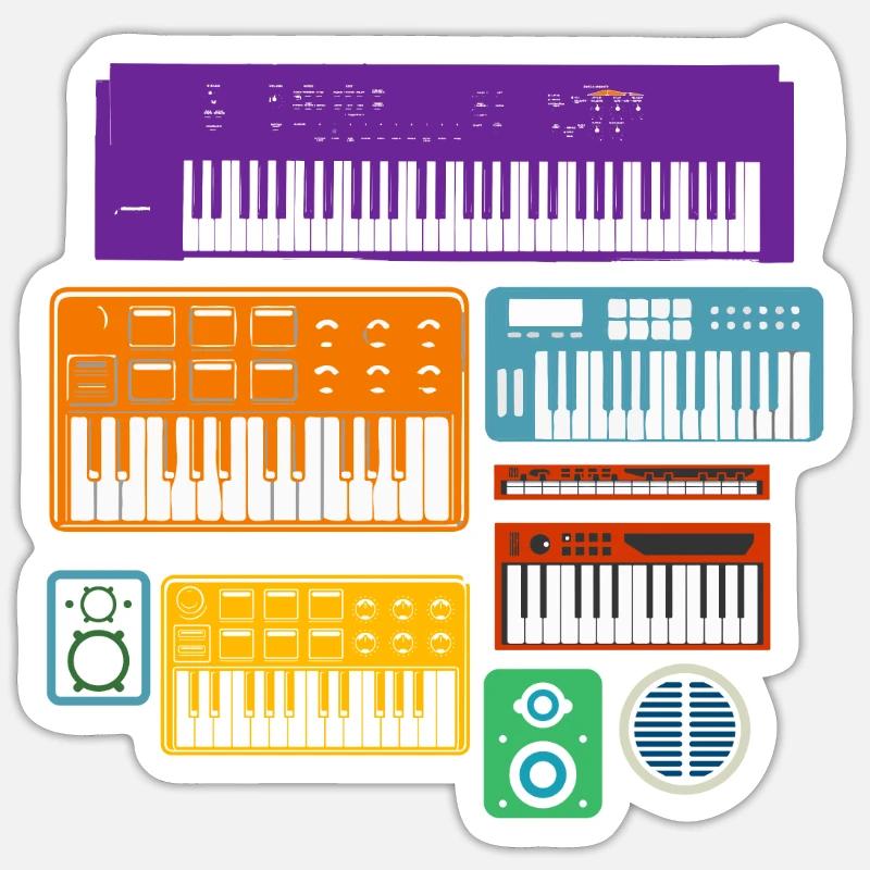 ADSR Modular Techno Festival Nerd Synthesizer - Sticker Größe S (10 x 10 cm) - Mattweiß