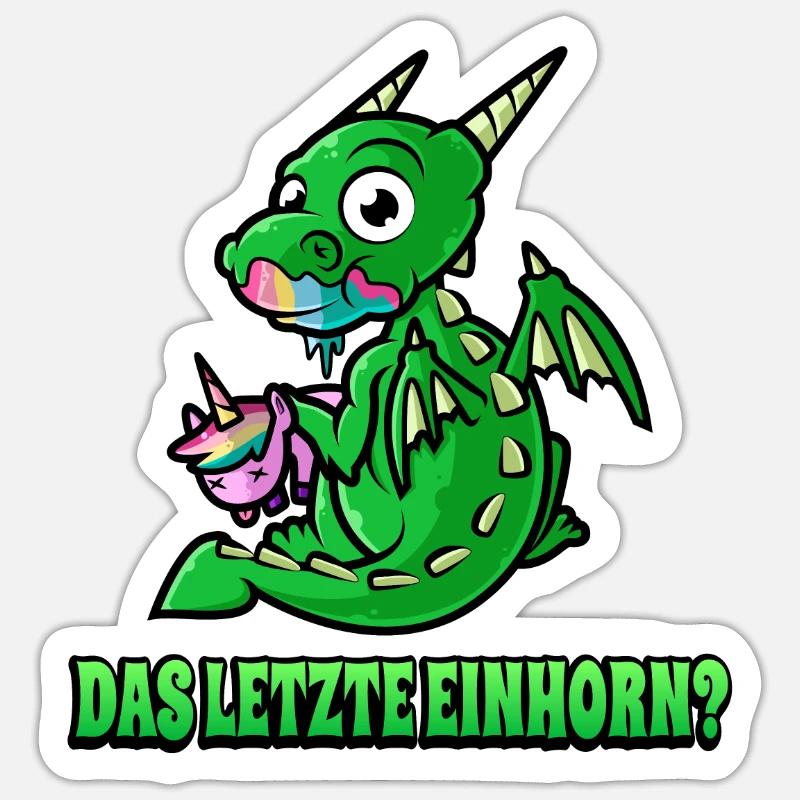 Drachen Letztes Einhorn Lustiges Einhörner - Sticker Größe S (10 x 10 cm) - Mattweiß
