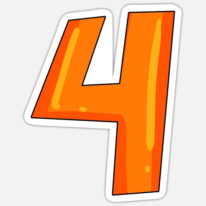 Four 4 - Sticker size S (10 x 10 cm) - white matte