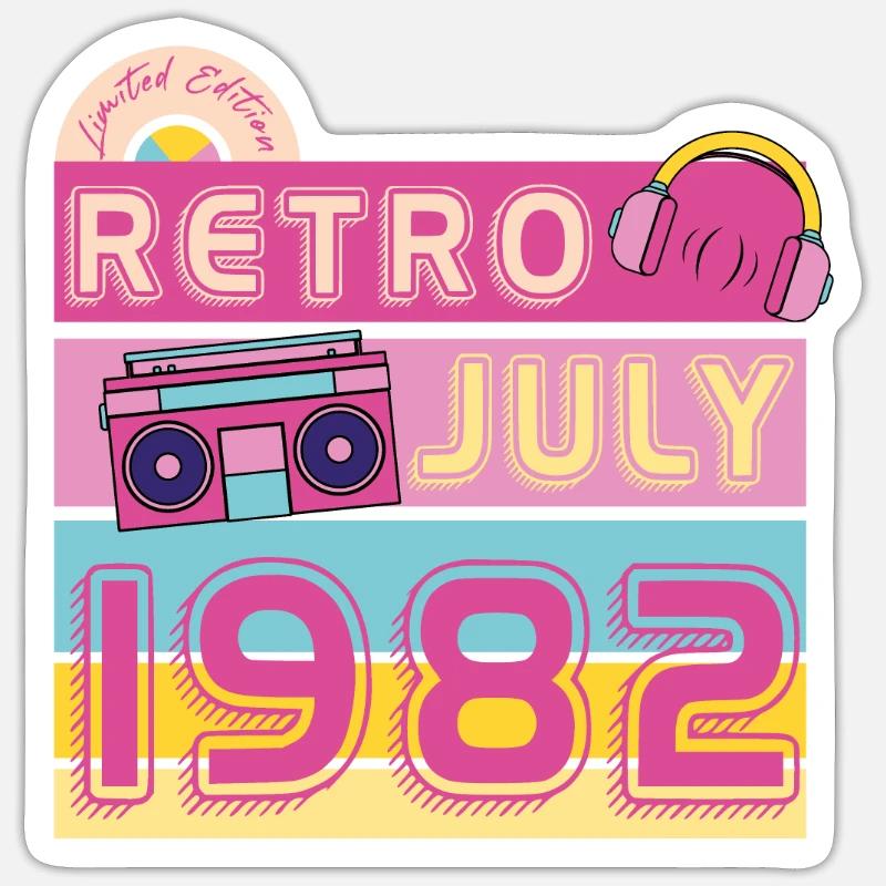 1982 Retro Vintage Geschenkidee - Sticker Größe S (10 x 10 cm) - Mattweiß
