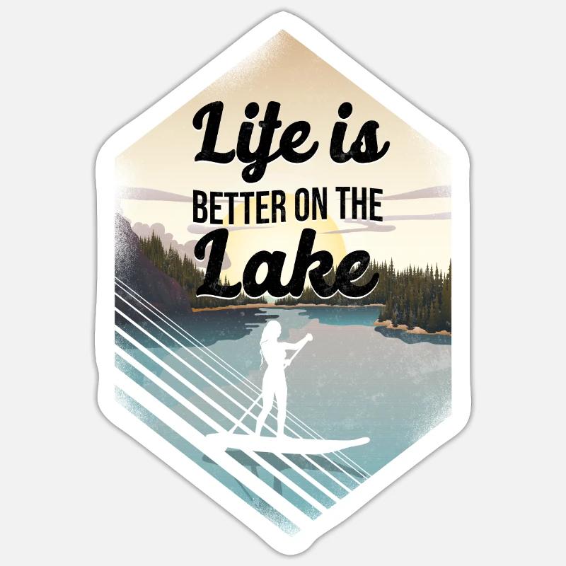 SUP Paddleboard Life Is Better On - Sticker size S (10 x 10 cm) - white matte