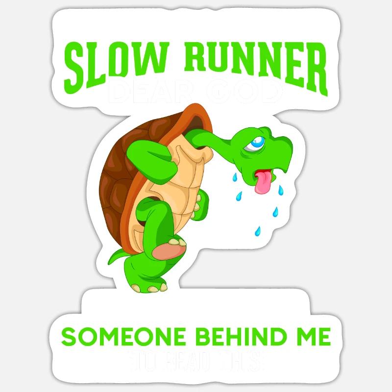 Funny slow turtle runner marathon - Sticker size S (10 x 10 cm) - white matte