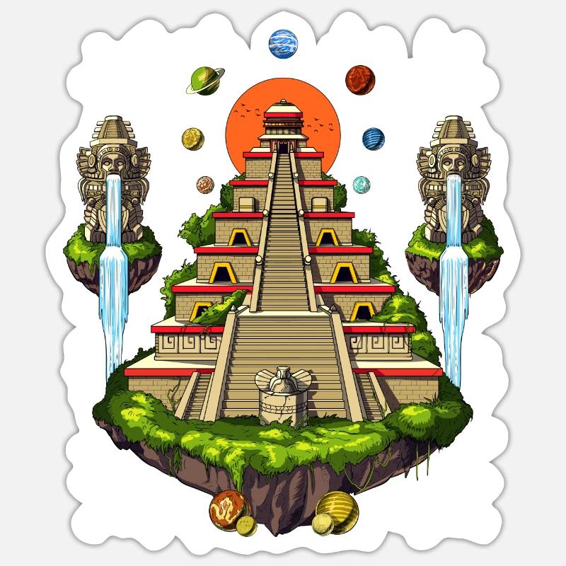Aztec Pyramid Island - Sticker size S (10 x 10 cm) - white matte