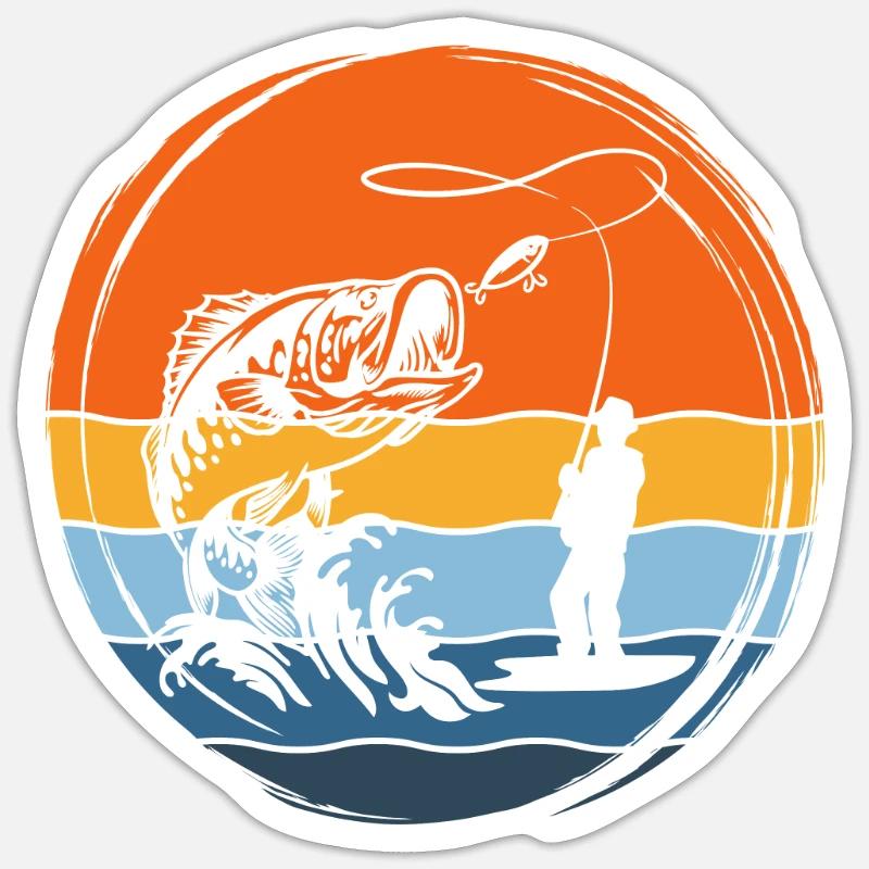 Pêcher pêche - Sticker taille S (10 x 10 cm) - blanc mat