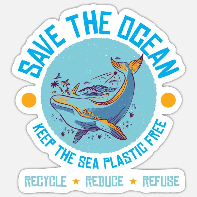 Save the Ocean for Planet A - Sticker taille S (10 x 10 cm) - blanc mat