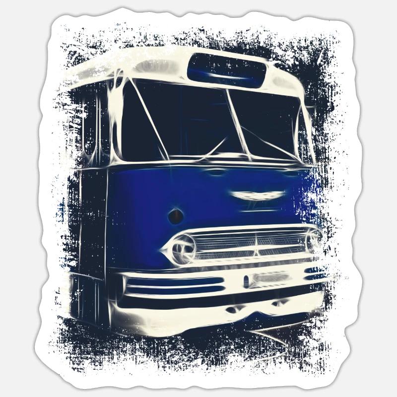 Autobus Ikarus 55 - Sticker taille S (10 x 10 cm) - blanc mat