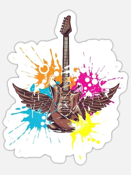Gitarrist Metall Rock Musiker - Sticker Größe S (10 x 10 cm) - Mattweiß