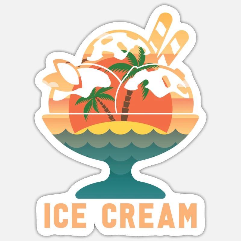 Eis Eiscreme - Sticker Größe S (10 x 10 cm) - Mattweiß