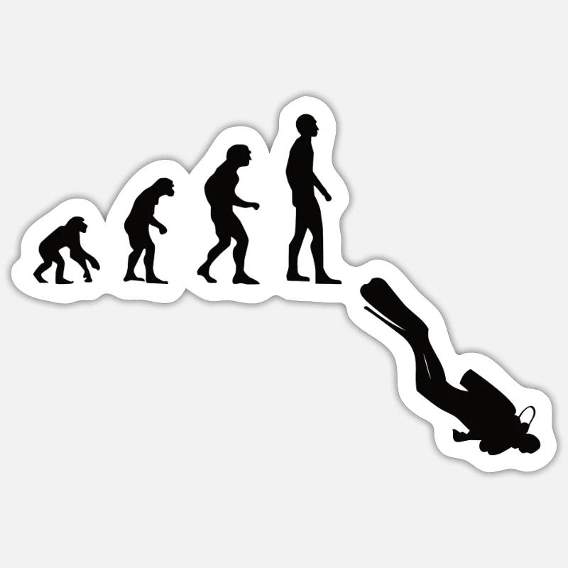 Tauchen Evolution | Menschen Entwicklung Idee Sticker Größe S (10 x 10 cm)
