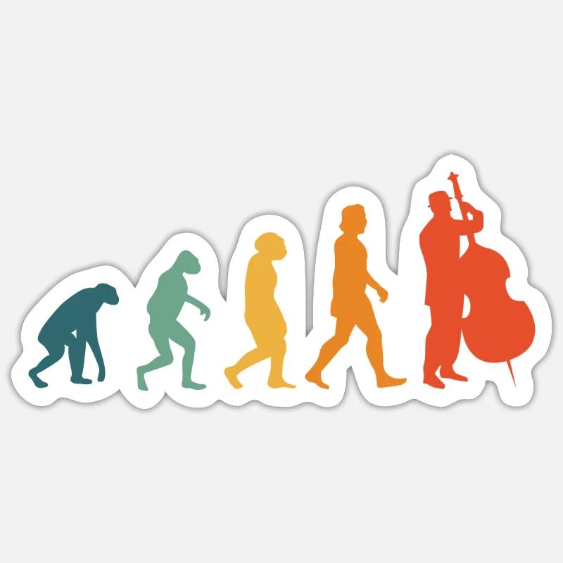 Cello Evolution Retro Orchester Cellospieler - Sticker Größe S (10 x 10 cm) - Mattweiß