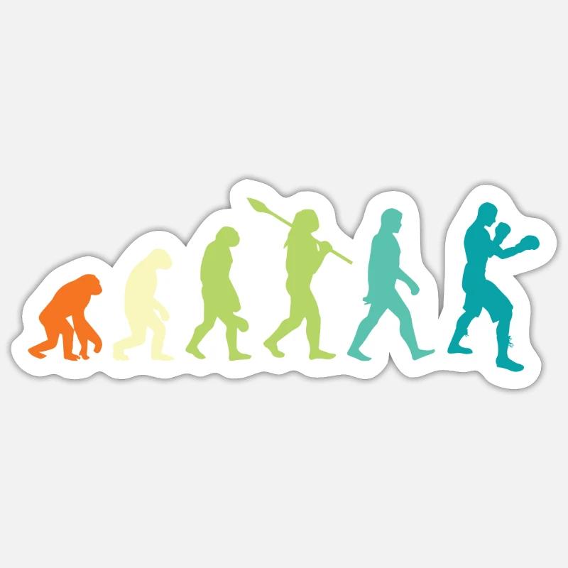Boxen Boxer Retro Evolution - Sticker Größe S (10 x 10 cm) - Mattweiß