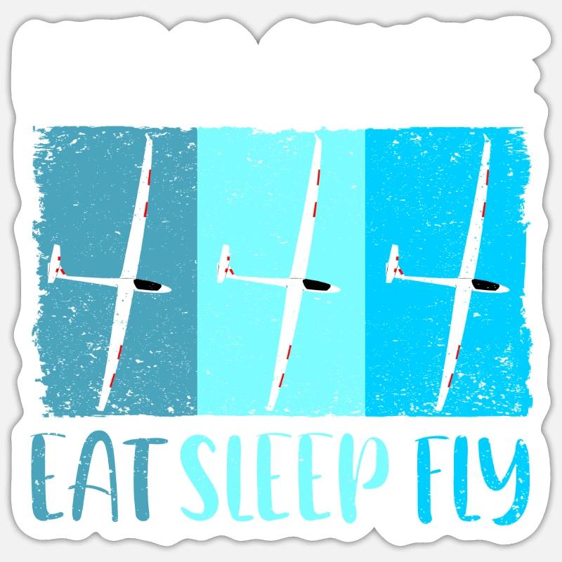 Glider Gliding Gliding Glider - Sticker size S (10 x 10 cm) - white matte