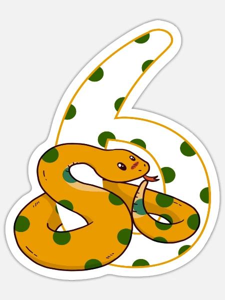 6. Geburtstag Sechster Schlange Reptil Geschenk - Sticker Größe S (10 x 10 cm) - Mattweiß