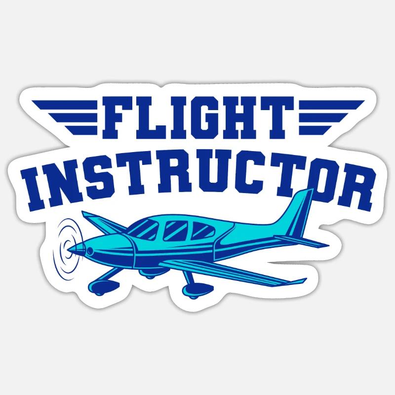 Flight Instructor Fluglehrer Pilotenausbilder - Sticker Größe S (10 x 10 cm) - Mattweiß