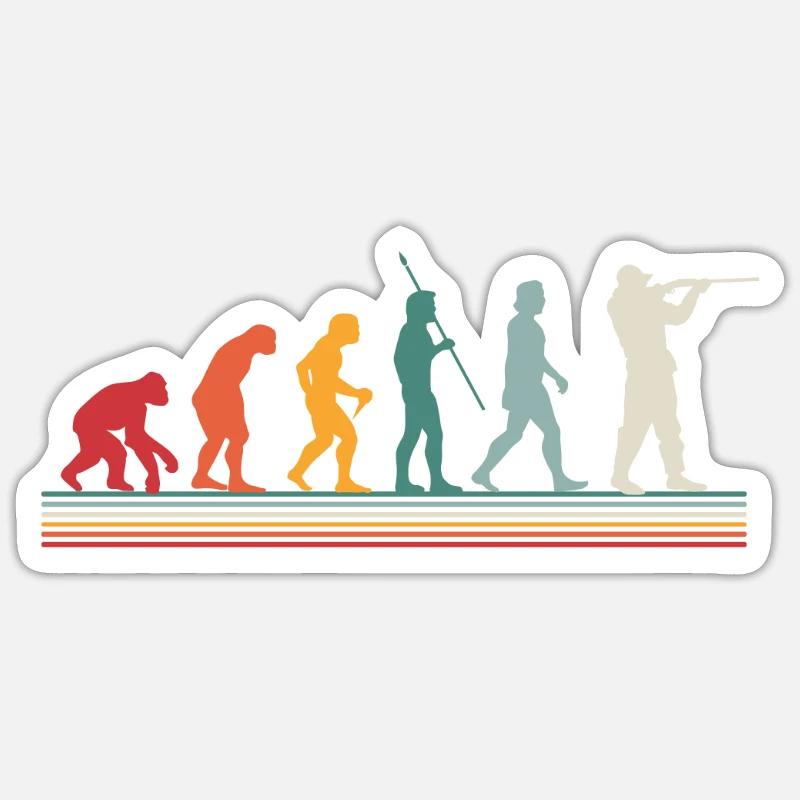 Evolution Hunter Hunting Retro Gift Sticker size S (10 x 10 cm)