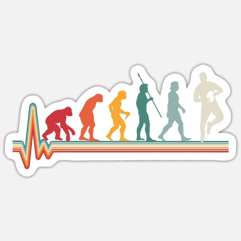 Evolution rythme cardiaque de rugby cadeau - Sticker taille S (10 x 10 cm) - blanc mat