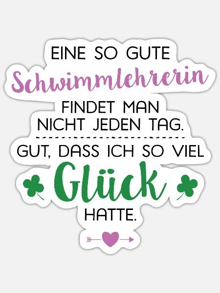 Ich hatte Glück Schwimmlehrerin Geschenk Spruch - Sticker Größe S (10 x 10 cm) - Mattweiß