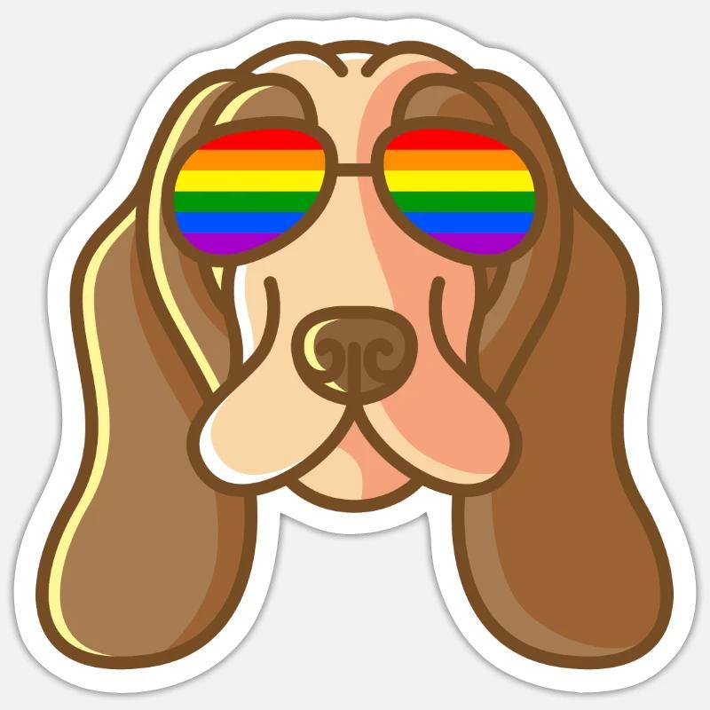 Cocker Spaniel Mit Brille Nerd Dog LGBT Pride - Sticker Größe S (10 x 10 cm) - Mattweiß
