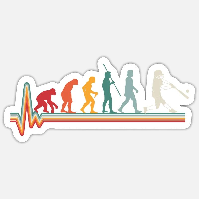 Evolution Heartbeat Baseball Softball Gift - Sticker size S (10 x 10 cm) - white matte