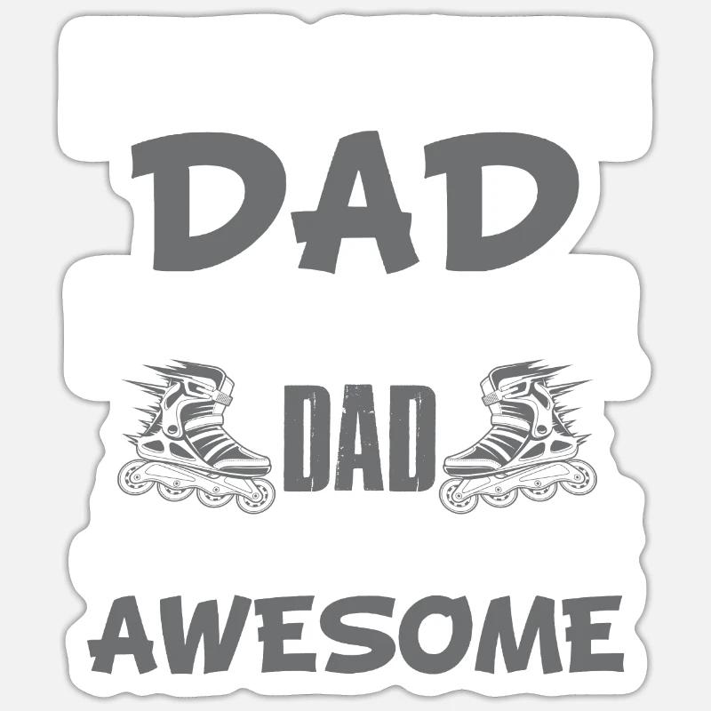 inline skate dad - Sticker size S (10 x 10 cm) - white matte