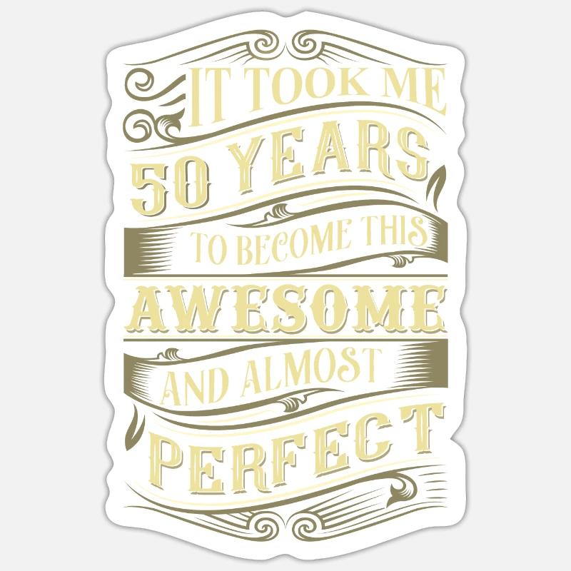 50e anniversaire - Sticker taille S (10 x 10 cm) - blanc mat