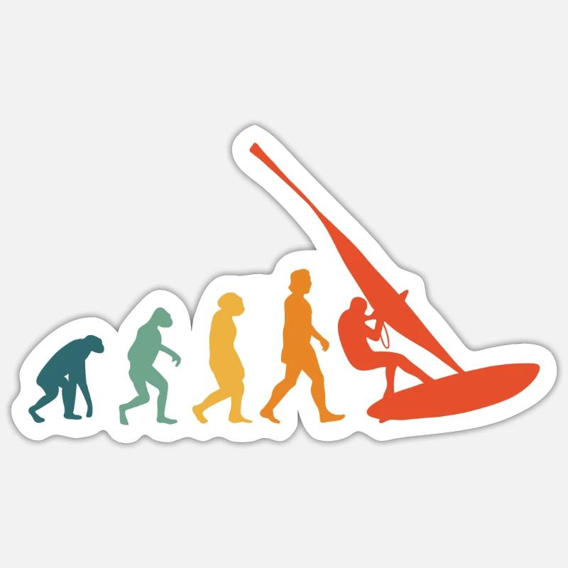Windsurfer Evolution Retro Windsurfing Windsurf Sticker Größe S (10 x 10 cm)