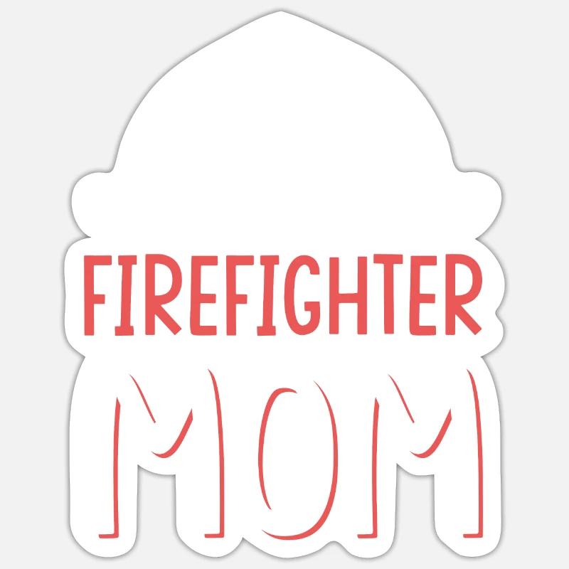 pompiers mama - Sticker taille S (10 x 10 cm) - blanc mat