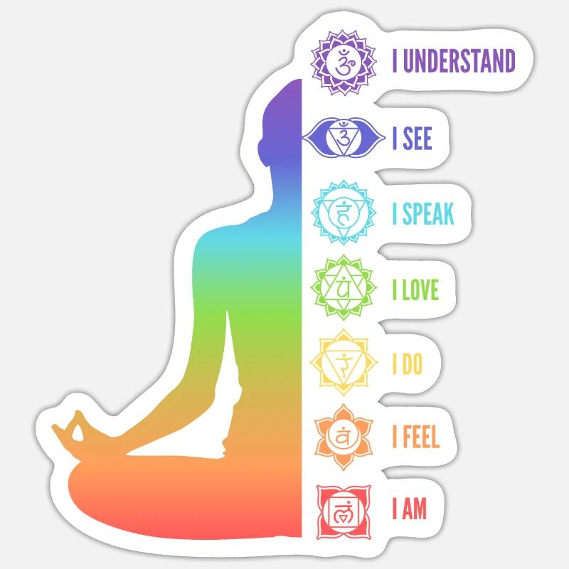 Chakra Energy Alignment Meditation Design - Sticker size S (10 x 10 cm) - white matte