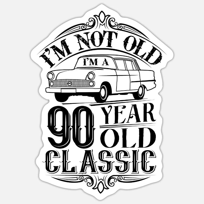 90e anniversaire classique - Sticker taille S (10 x 10 cm) - blanc mat