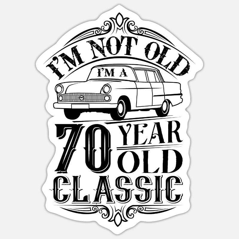 70e anniversaire classique - Sticker taille S (10 x 10 cm) - blanc mat