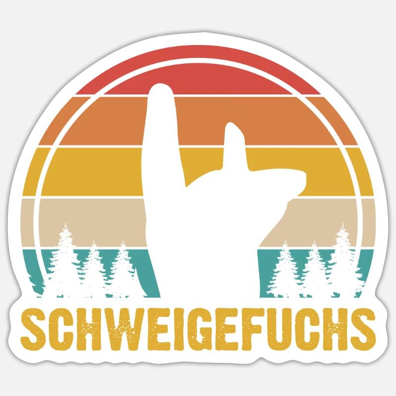 Schweigefuchs Lehrer Retro Geschenkidee - Sticker Größe S (10 x 10 cm) - Mattweiß