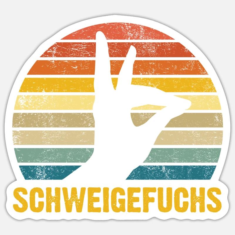 Lustige Lehrer Geschenkidee | Schweigefuchs Retro - Sticker Größe S (10 x 10 cm) - Mattweiß