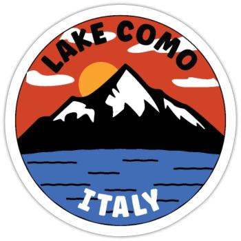 comer See | Italien | See und Berg - Sticker Größe S (10 x 10 cm) - Mattweiß - Vorne