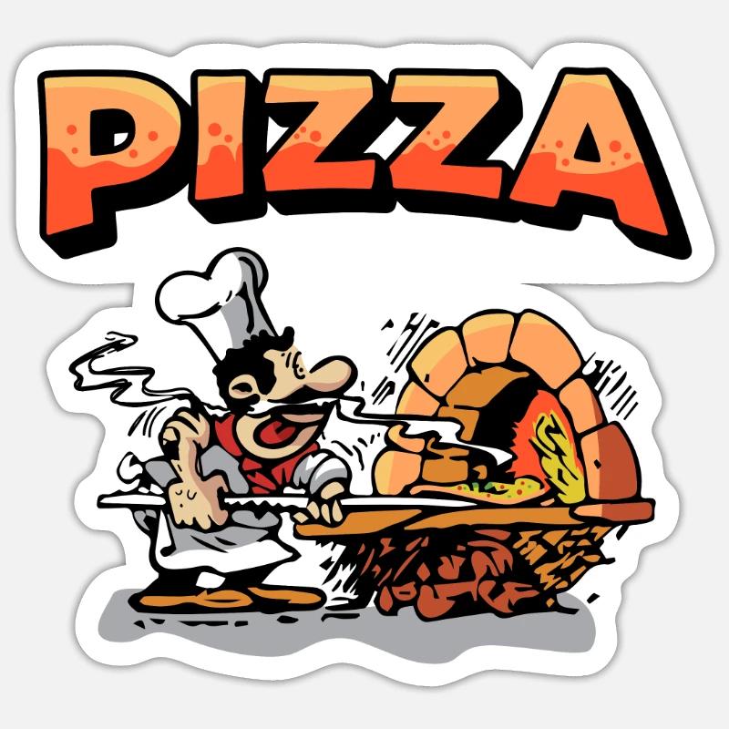 Lustiges Pizzabäcker Geschenk & Geschenkidee - Sticker Größe S (10 x 10 cm) - Mattweiß