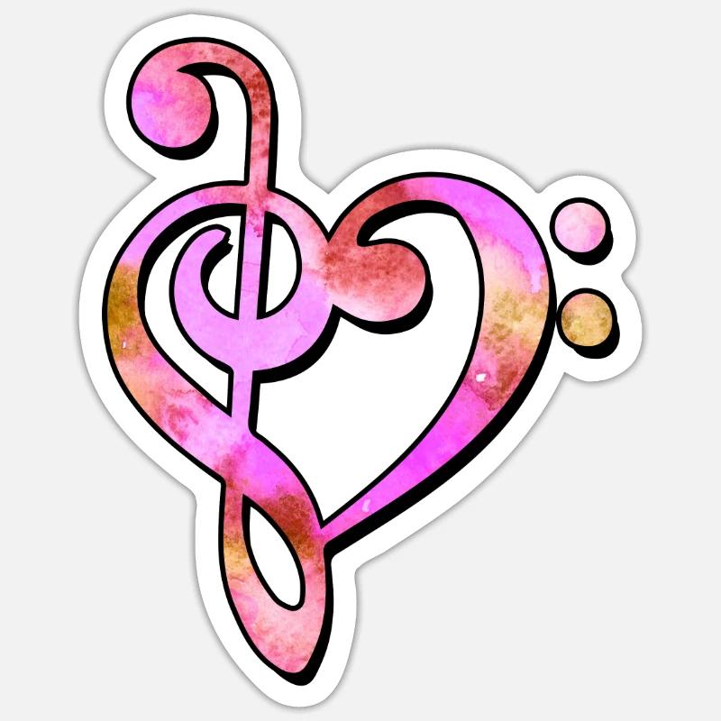 Techno Musique Clé de basse Clé de partition Sticker taille S (10 x 10 cm)