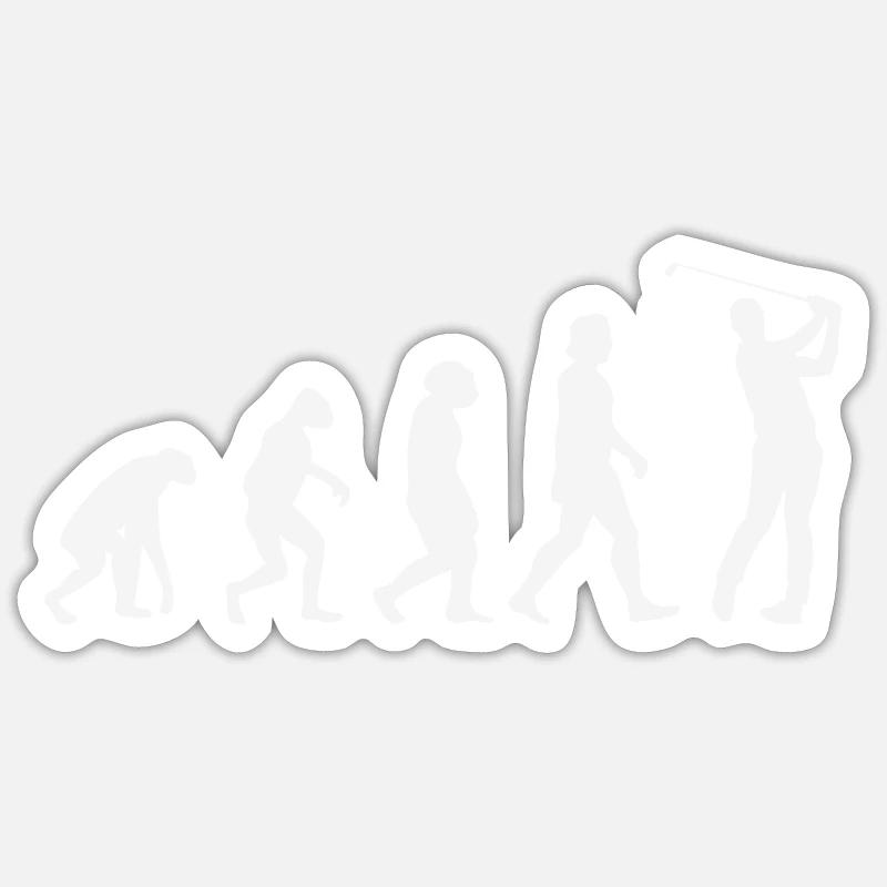 Golfer Evolution - Sticker Größe S (10 x 10 cm) - Mattweiß