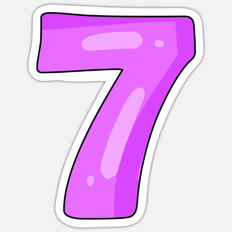 7 violet - Sticker taille S (10 x 10 cm) - blanc mat