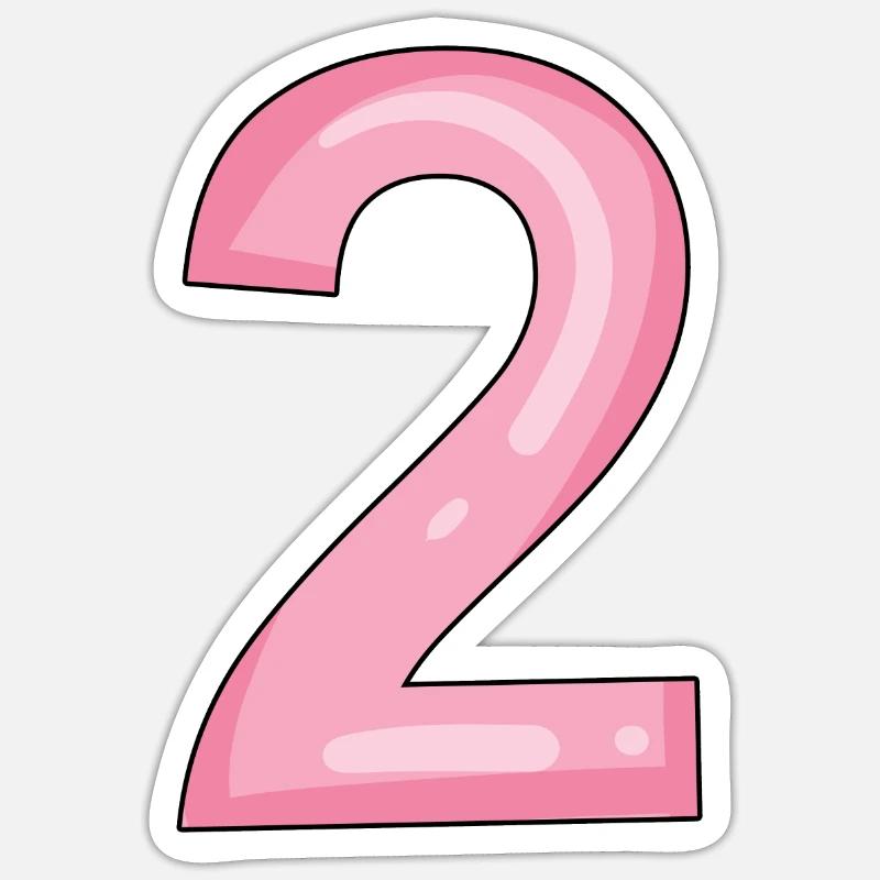 2 rosa - Sticker Größe S (10 x 10 cm) - Mattweiß