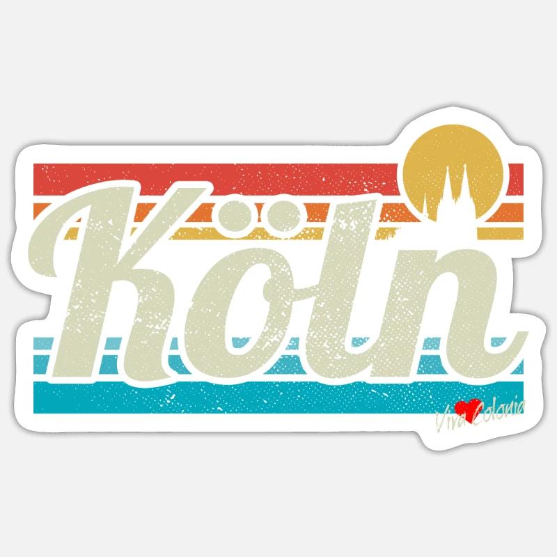 Cologne Cologne Rétro Rétro Surfeur Vintage Carnaval de Cologne Sticker taille S (10 x 10 cm)
