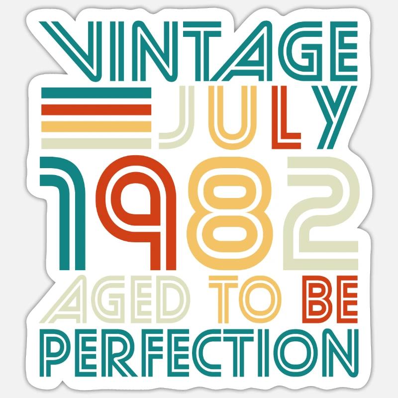 Vintage Perfektion im Juli 1982 - Sticker Größe S (10 x 10 cm) - Mattweiß