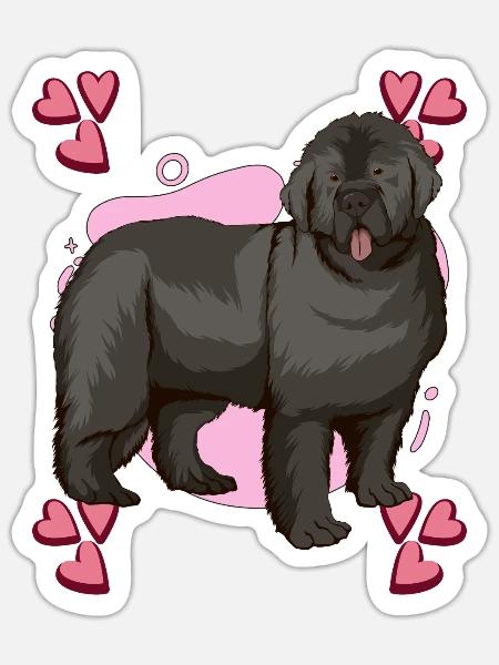 Neufundländer Newfoundland Heart Design - Sticker Größe S (10 x 10 cm) - Mattweiß